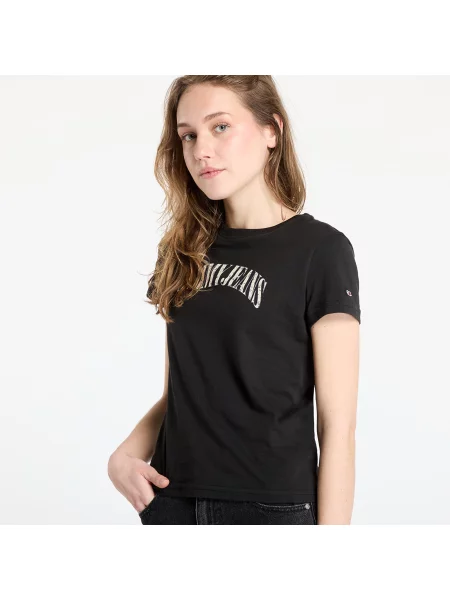 Тениска Tommy Jeans Regular Floral Varsity Tee Black XS черно