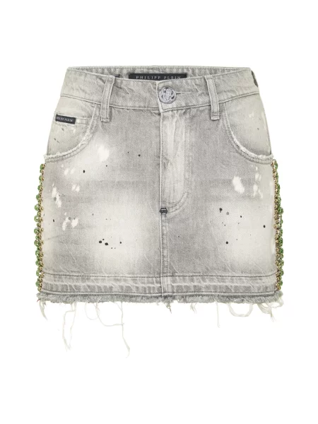Spódnica jeansowa Philipp Plein szara