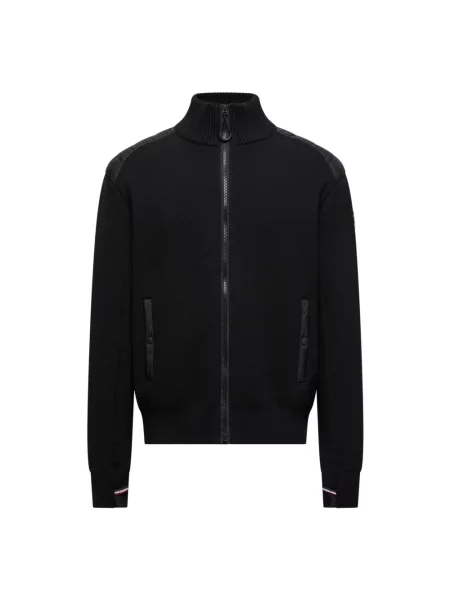 Ocieplany kardigan Moncler wełniany czarny