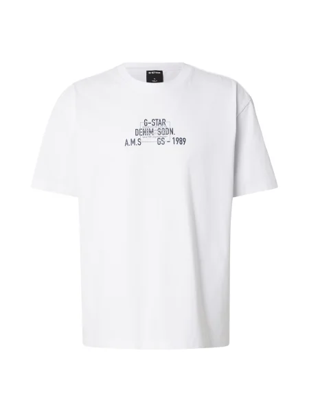 G-STAR Tricou albastru închis / gri deschis alb