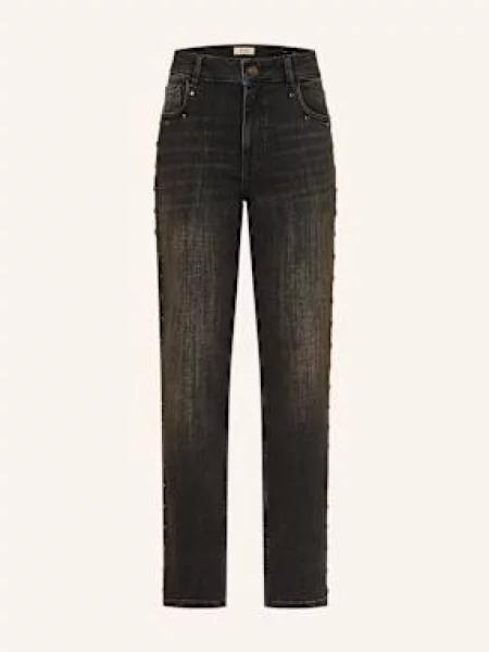 Mos Mosh Jeansy Straight Mmrachel Coroni Z Ćwiekami schwarz czarne