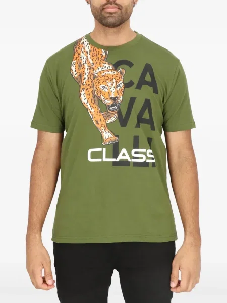 Tričko s grafikou Cavalli Class s potiskem zelený