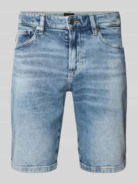 Szorty jeansowe o kroju regular fit z przetarciami model ‘Re.Maine’ Boss niebieskie