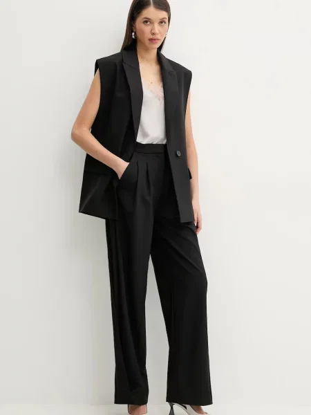 IRO spodnie z domieszką wełny szerokie high waist czarny