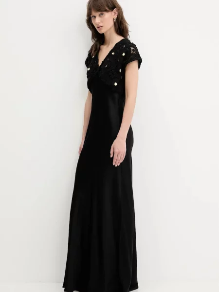 Сукня з домішкою вовни Never Fully Dressed maxi пряма чорний