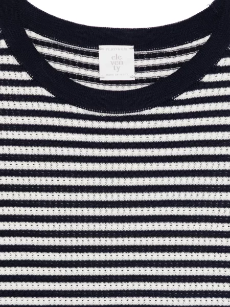 Tricou Eleventy cu dungi albastru