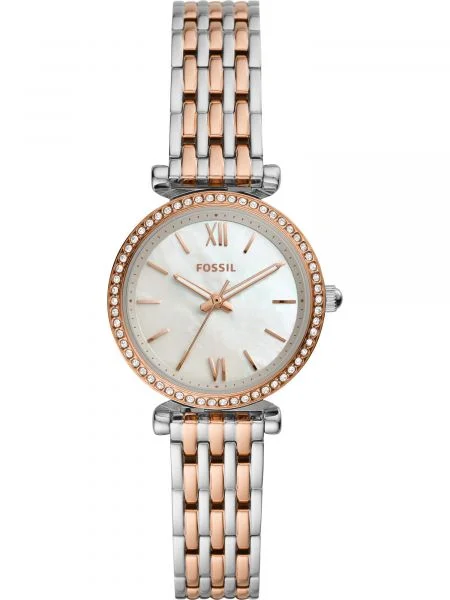 FOSSIL Ceas analogic Carlie Mini auriu / argintiu / perlat alb