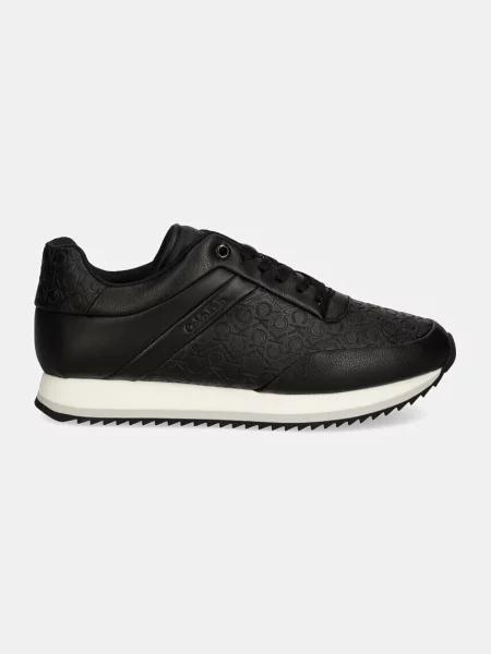 Sneakersy Calvin Klein sznurowane skórzane czarne