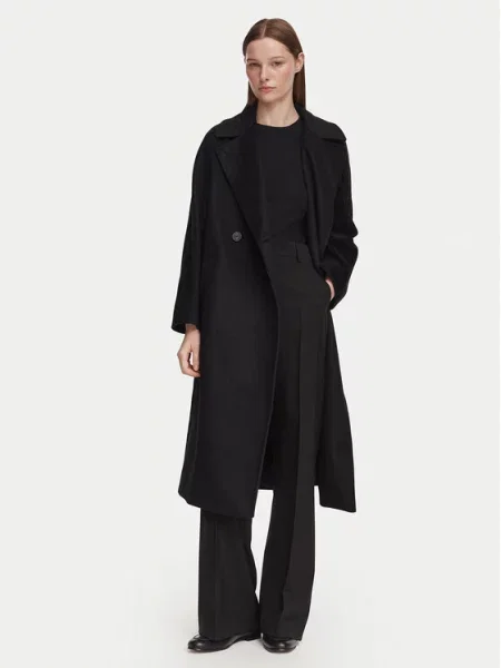 Weekend Max Mara Vilnonis paltas Resina juoda