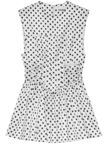 Rochie mini Ganni cu buline cu imagine de costum alb