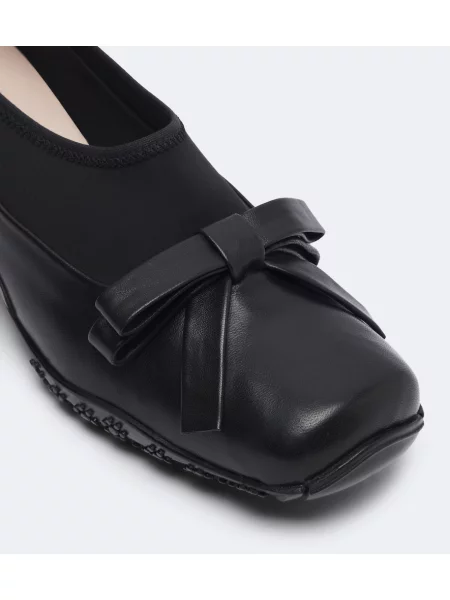 Chiloți Simone Rocha cu funde din piele slip-on negru