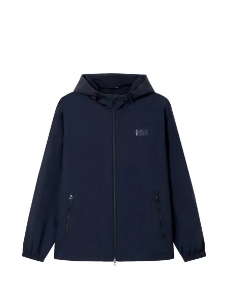 Geacă Ea7 Emporio Armani cu glugă cu autograf albastru