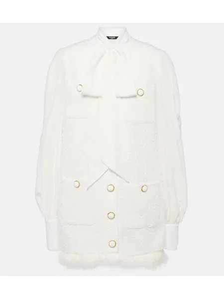 Obleka Balmain z lokom iz tvida bela