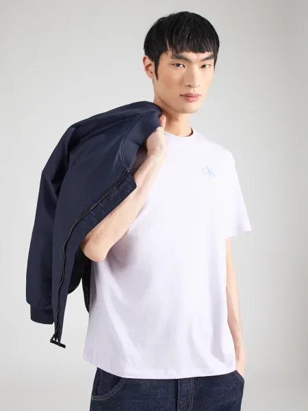 Calvin Klein Jeans Póló CLASSIC azúr / pasztellila fehér