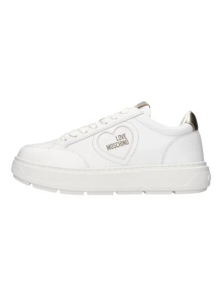 Sneakersy Love Moschino skórzane z logo białe