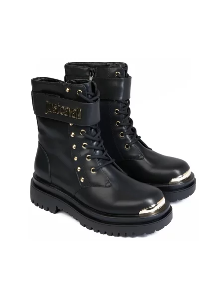 Botki Just Cavalli z logo czarne