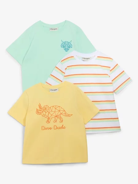 T-shirt z czystej bawełny organicznej 3 szt. żółta