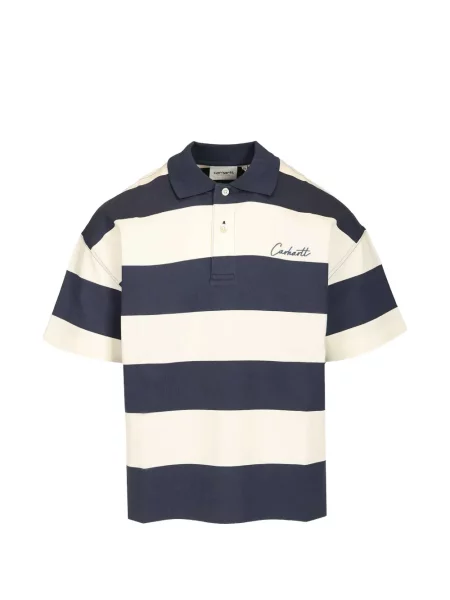 Tricou polo Carhartt Wip cu dungi albastru
