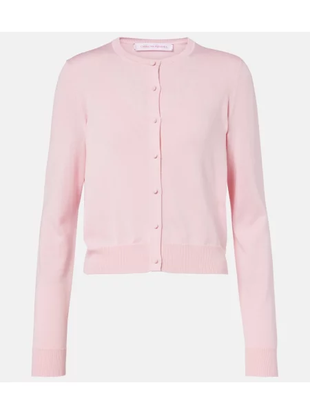 Decupat cardigan Carolina Herrera de mătase roz