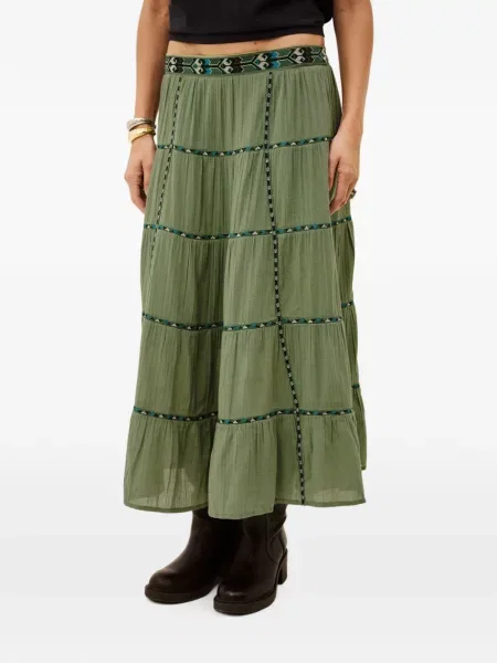 Fusta maxi Ba&sh cu broderie verde