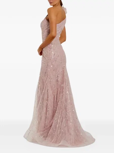 Rochie maxi Mac Duggal cu paiete cu un umăr gol roz