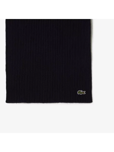 Lacoste Unisex Prążkowany Wełniany Szalik granatowa