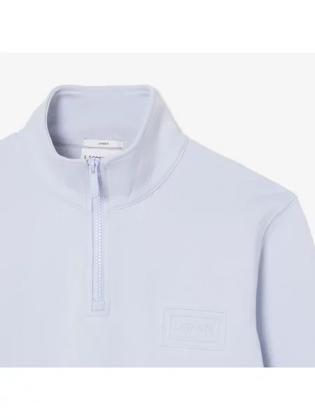 Lacoste Bluza Z Wysokim Kołnierzem Z Tłoczonym Wzorem Zapinana Na niebieski