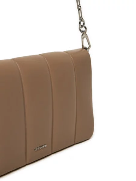 Ročna torba Calvin Klein Line Quilt Shoulder Bag Bež rjava