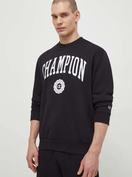 Суичър без качулка Champion с принт черно