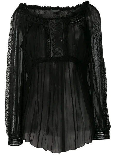 Прозрачна блуза Alberta Ferretti черно