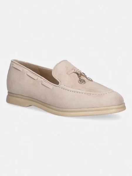 Guess loafers slip-on pentru femei din piele întoarsă ARYANAI bej