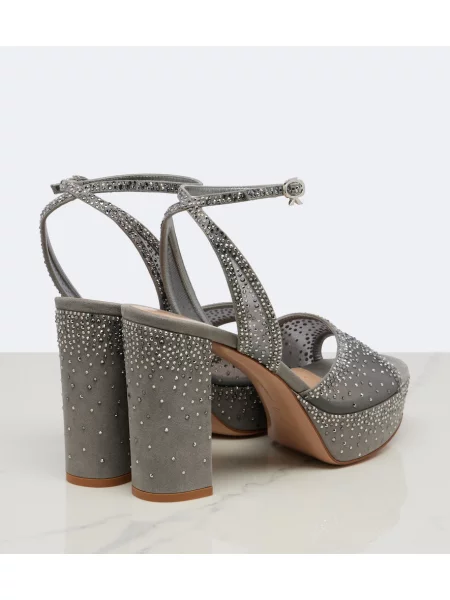 Sandale Gianvito Rossi cu platformă din organza gri