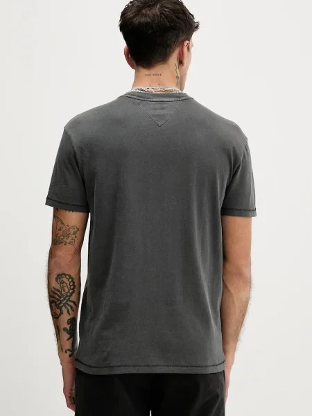Tommy Jeans tricou din gri cu imprimeu alb