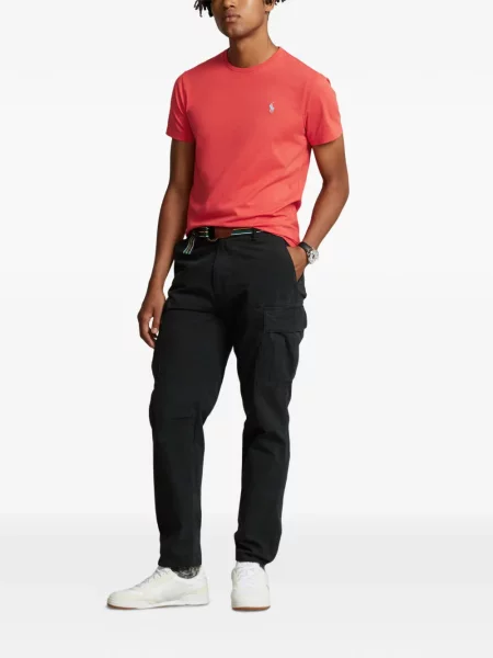 Matlasat tricou polo Polo Ralph Lauren cu decolteu rotund cu autograf roșu