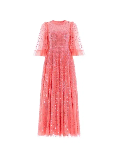 Krótka sukienka wieczorowa Needle & Thread garniturowa różowa