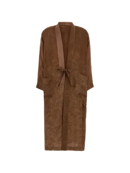Palton Uma Wang cu model floral din jacard maro