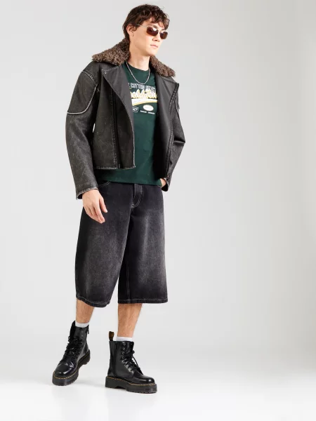 JACK & JONES Tričko hnedá / tmavozelená / čierna biela
