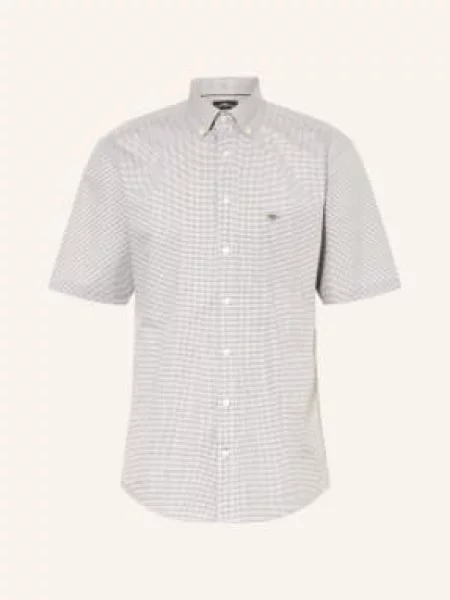 Fynch-Hatton Košile S Krátkým Rukávem Regular Fit zelená bílá