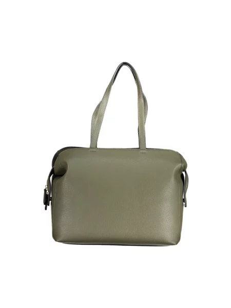 Lniana shopperka Valentino By Mario Valentino zielona