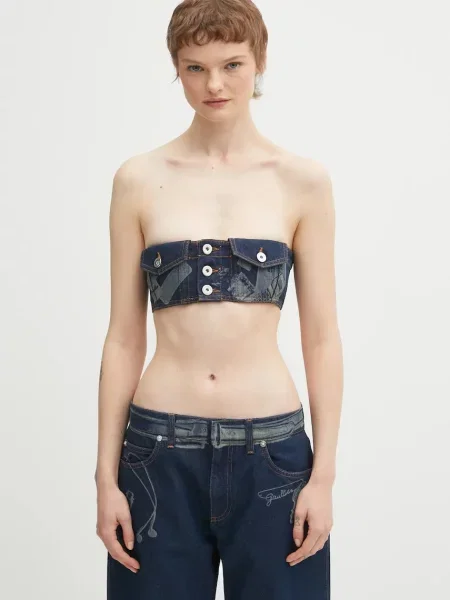 Jean Paul GAULTIER bluză subțire de blugi Trompe L'oeil Print