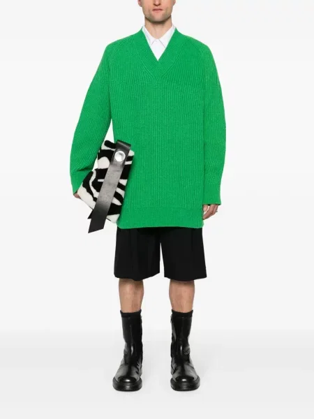 Briaunotas megztinis Jil Sander žalia