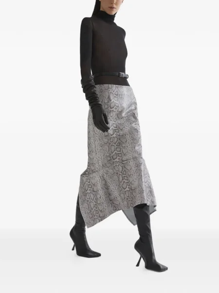 Fustă Mugler cu imagine cu model piele de șarpe gri
