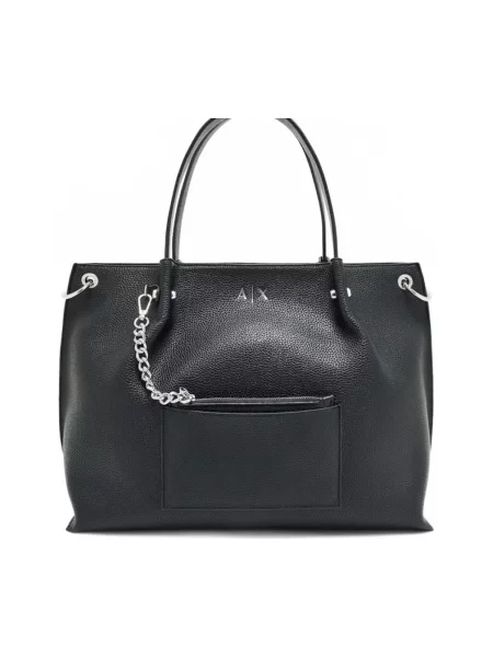 Armani Exchange kabelka typu shopper dámska z imitácie kože čierna