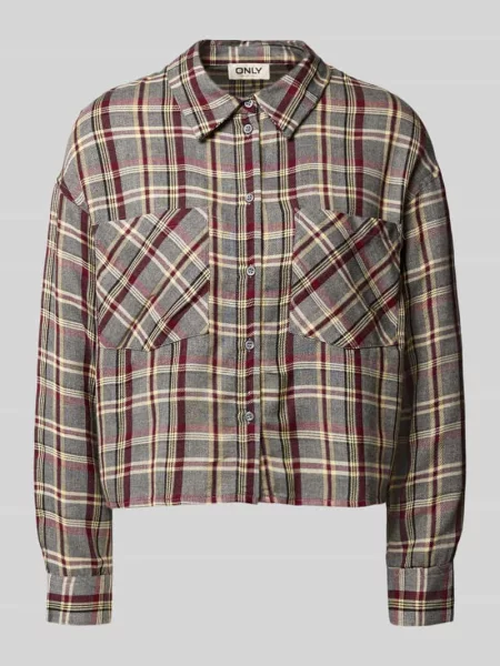 Bluzka koszulowa krótka z czystej model ‘RILEY LIFE’ Only szara