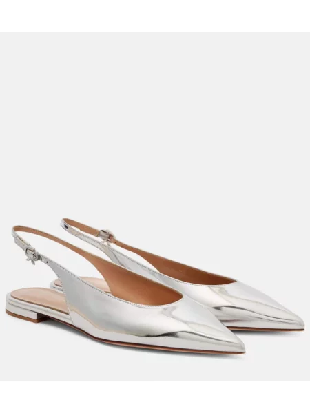 Balerini Gianvito Rossi din piele slingback argintiu