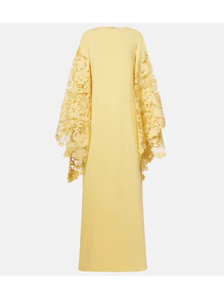 Rochie Oscar De La Renta de mătase cu model floral galben