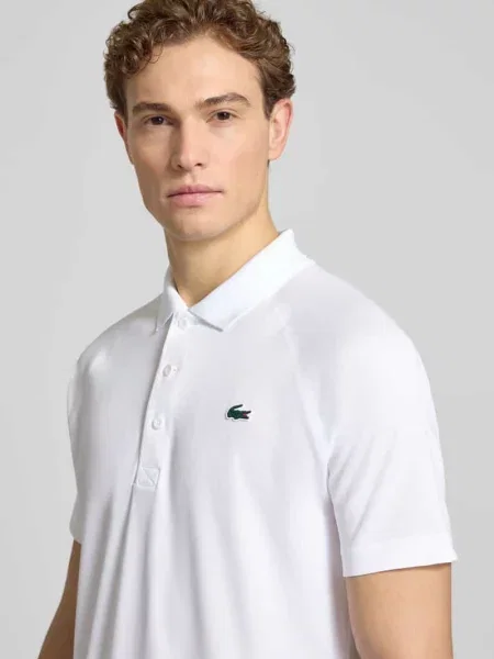 Koszulka polo sportowa w kroju regular fit z naszywką z logo Lacoste biała