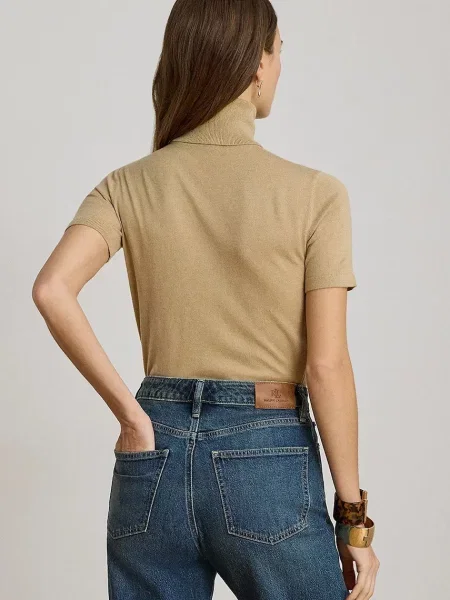 Lauren Ralph Lauren rolák dámsky s prímesou hodvábu béžová