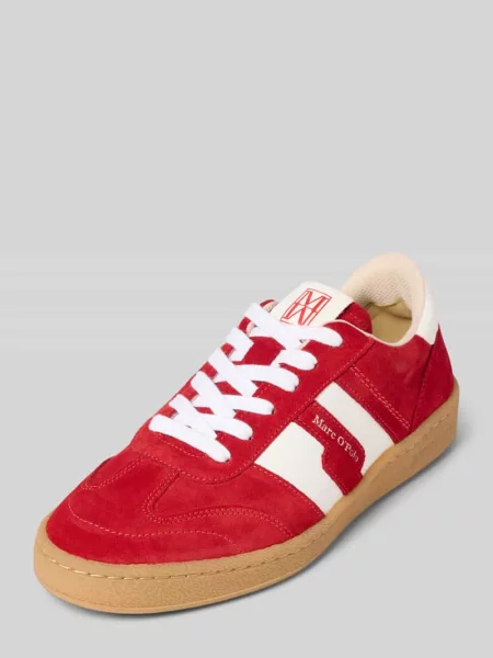 Sneakersy niskie z naturalnej skóry bydlęcej welurowej Marc O'polo czerwone