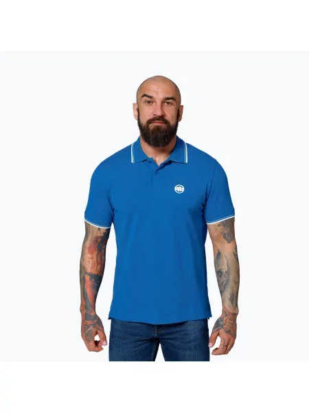 Tricou polo pentru bărbați Pitbull Polo Pique Stripes Regular royal blue albastru